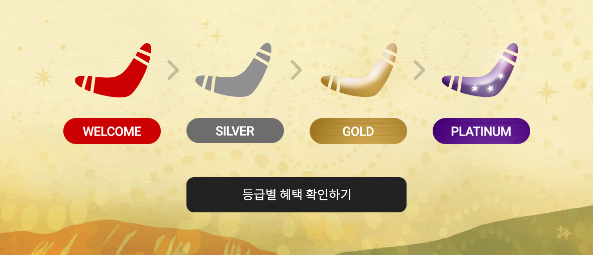 WELCOME > SILVER > GOLD > PLATINUM 등급별 혜택 확인하기